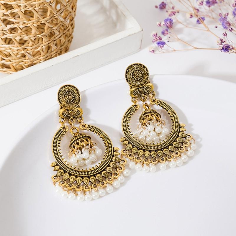 Stylish Long Dangle Earrings Handmade Pearls Tassels Earrings Beads Pendant Earrings Perfect for Women Party Accessories