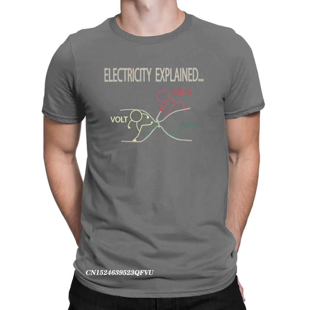 Funny Electricity Explained Electrician Ohm Amp Volt Men's Tops T Shirts Ohm's Law Vintage Tee T-Shirts Cotton New Arrival Tops
