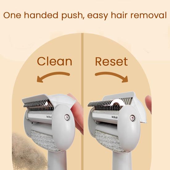 Pet Grooming Brush Self Cleaning Rake Cats Hair Removal Tool Deshedding Comb Removes Loose Undercoat for Long Haired Cats Dogs
