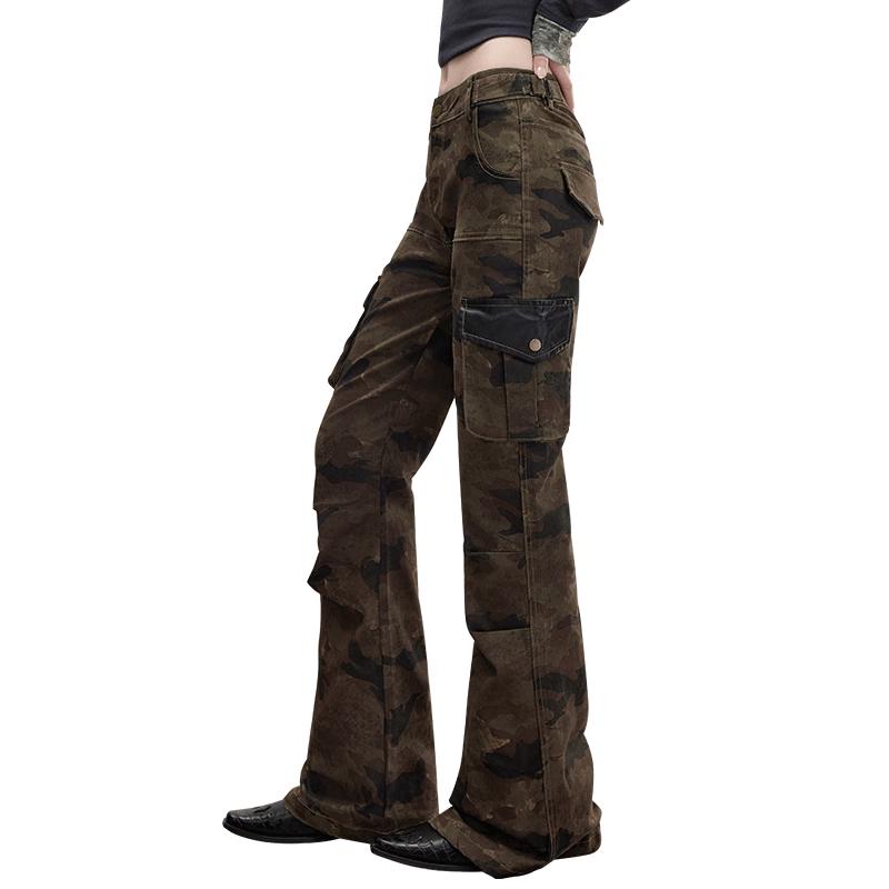 

UNIFREE American Retro Camouflage Casual Bootcut Pants M