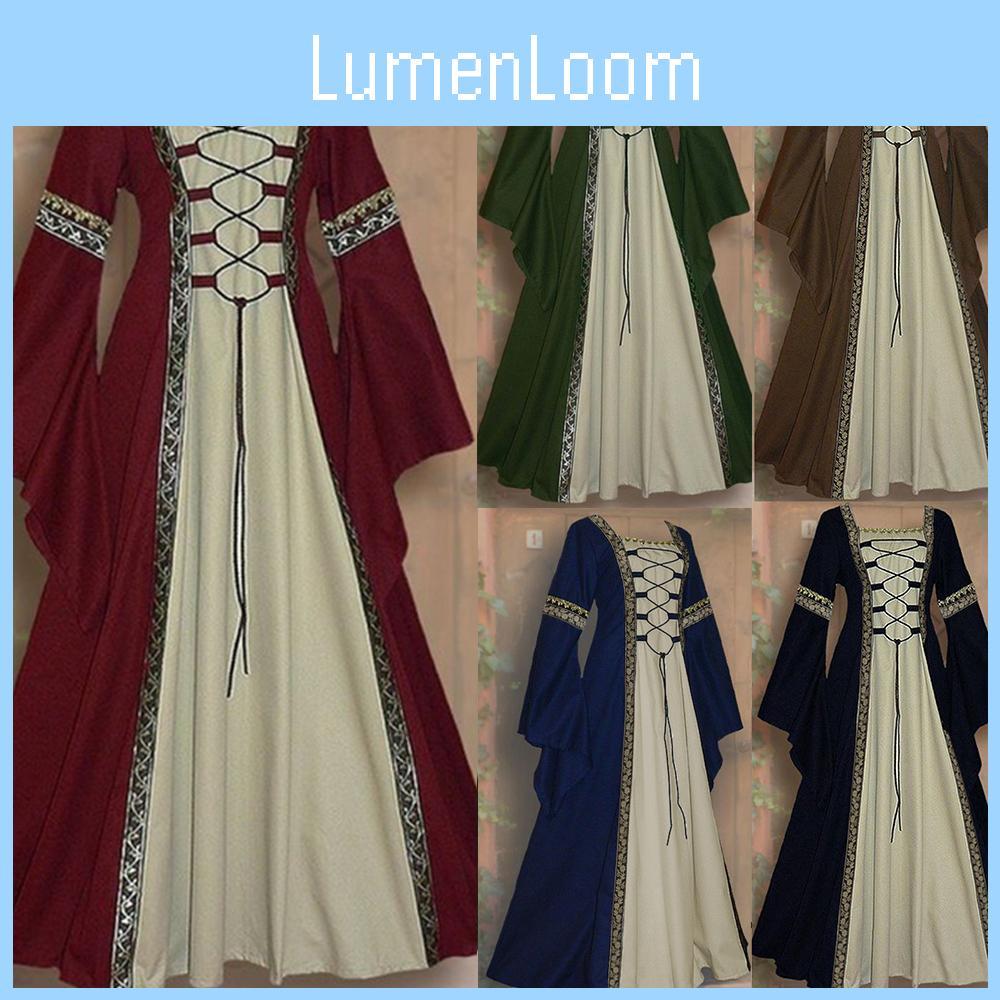 Mittelalterliches Burgfräulein Damen Überkleid Viktorianisches Kleid Kostüm in Weinrot