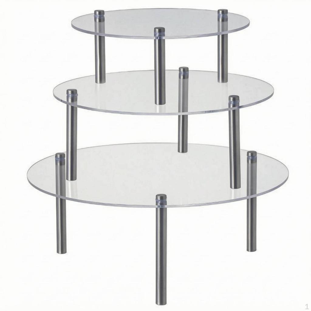 Acrylic Cake Stand Transparent 3 Tier Display Riser Cylindrical Metal Posts ThreeTier