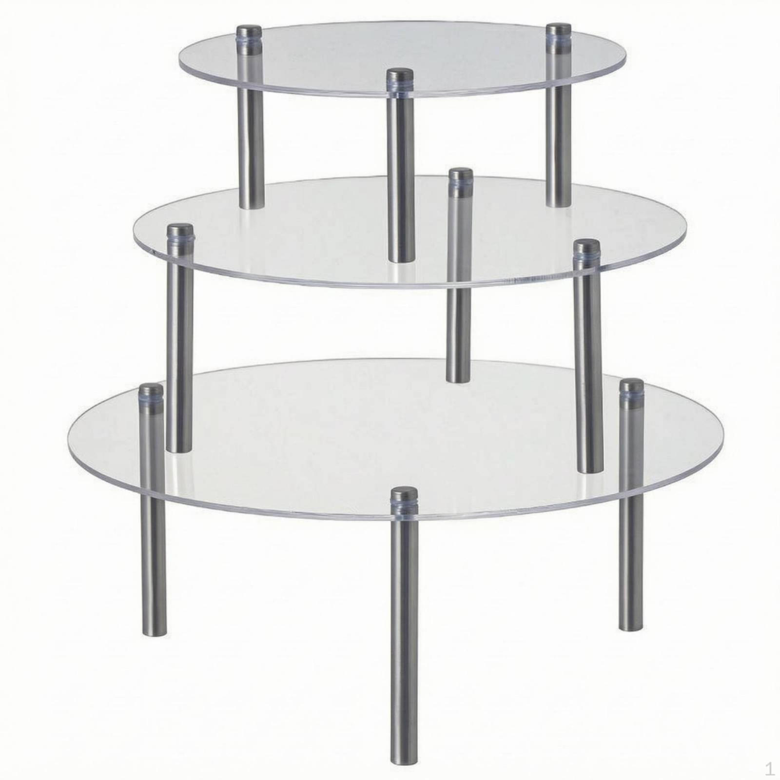 Acrylic Cake Stand Transparent 3 Tier Display Riser Cylindrical Metal Posts ThreeTier