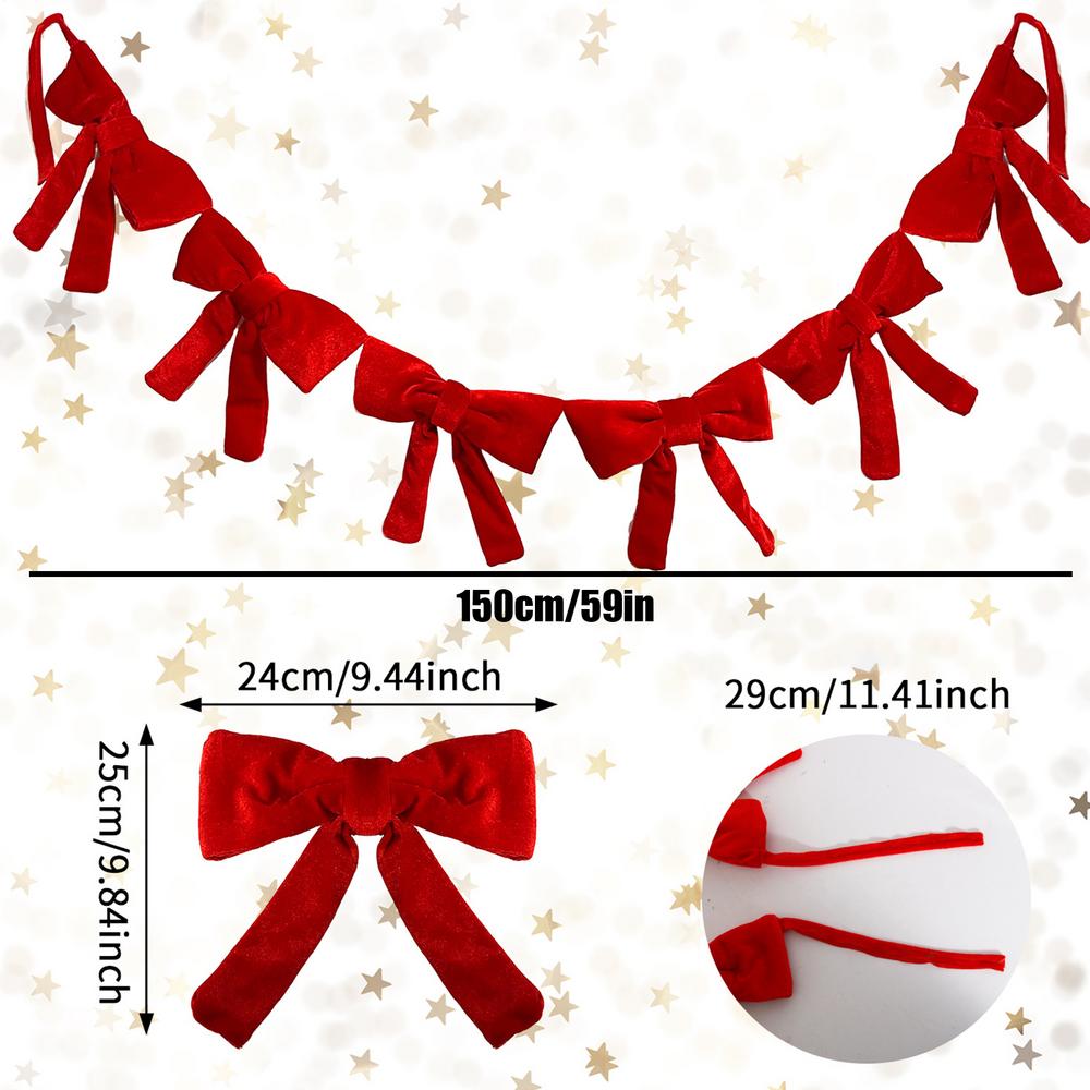 

Christmas Bows Decorative Holiday Ornament Christmas Velvet Bow Garland For Doors Entryways Walls Mantle Stair Fences Trees Others