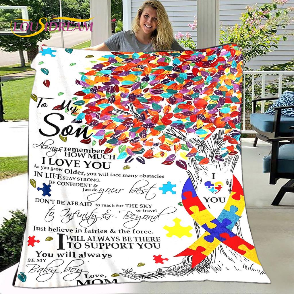 To My Son Plush Lion Wolf Eagle Dragon Quilt Blanket,Flannel Blanket Throw Blanket for Living Room Bedroom Bed Sofa Gift for Son