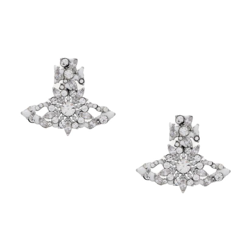 

Vivienne Westwood Mariette Saturn Snowflake Crystal Earrings Women earrings Silver 6201038O-02P753 Basic Packaging-Dust Bag+Box