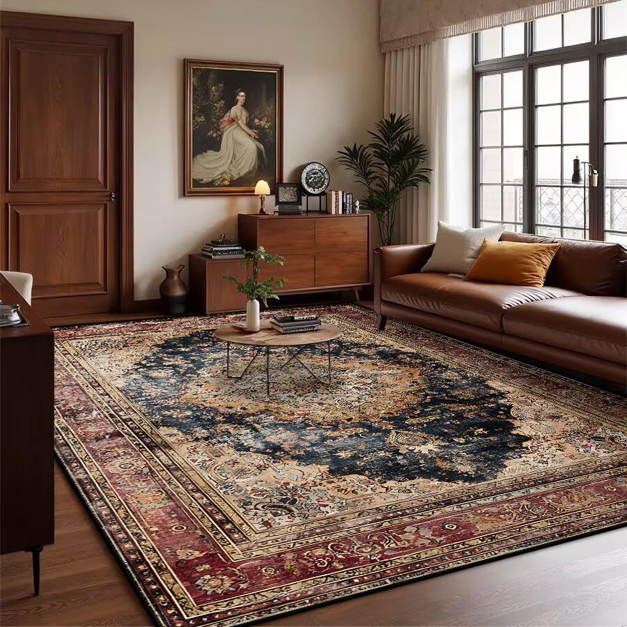 Retro Bohemian Persian Luxury Carpet for Living Room Comfortable Soft Non-slip Bedroom Rugs Classical Entrance Door Mat Washable