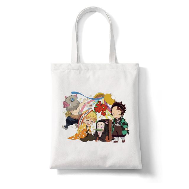 Demon Slayer Japan Anime Kimetsu No Yaiba Kamado Tanjirou Kabelky Taška cez rameno Nákupná kabelka Vysokokapacitná dámska plátená taška
