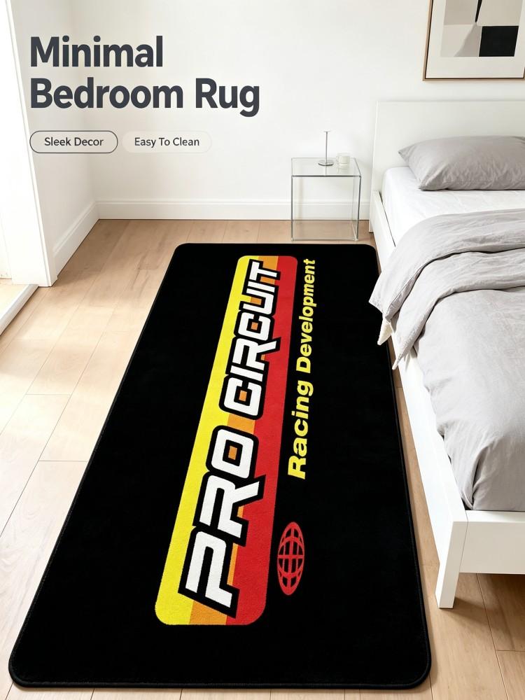 Racing Development Theme Long Runner Rug, Non‑Slip Flannel Floor Mat, Retro Race Letter Print Carpet, Anti‑Slip Decor Rug For Be