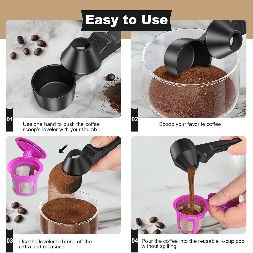 Durable No Spill Coffee Scoop Reusable Sliding Protein Powder Spoon Coffee Funnel Kitchen Gadgets