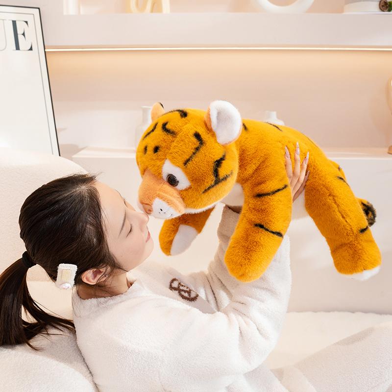 Non-Toxic 30-65Cm Cartoon Soft Tiger Plush Doll Pillow High Quality Lying Tiger Animal Stuffed Animal Home Decor Appease Toys For Kids