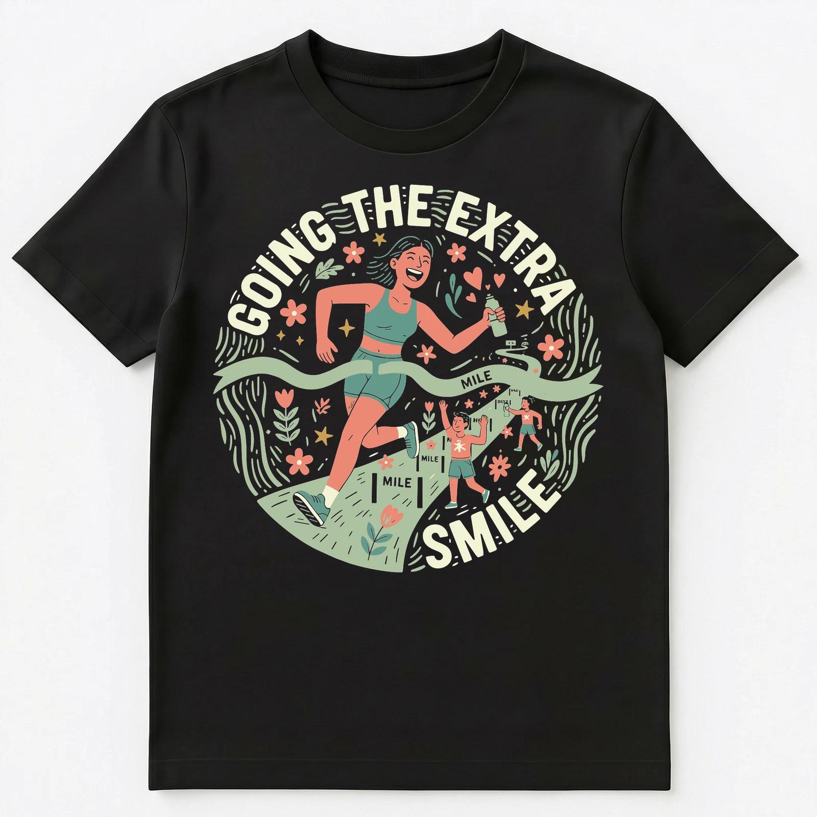 Go The Extra Smile Motivational Runner Design Unisex T-Shirt 4XL