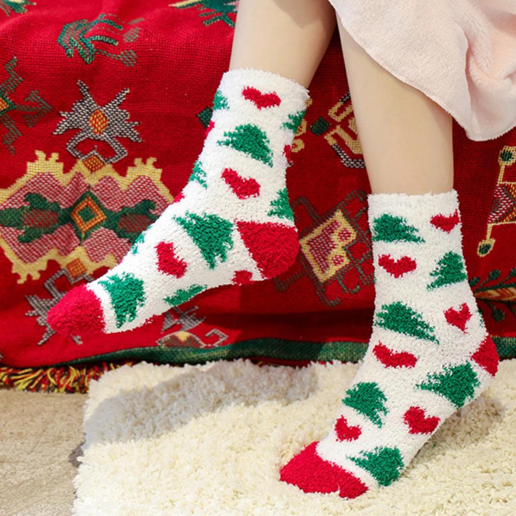 1 Box Of 2 Pairs Of Christmas Stockings, Double-Sided Fleece, Warm And Thick, Winter Home And Sleep Stockings, Christmas Gift.