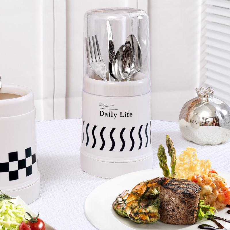 1Pc Dustproof Chopstick Bucket With Lid Kitchen Tableware Spoon Storage Box Household Storage Rack Holder Drain Chopstick Rest