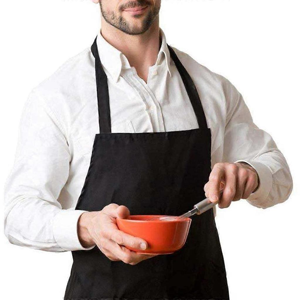 Chef Apron Cooking Black Aprons with 2 Pockets for Kitchen BBQ Restaurant Baking