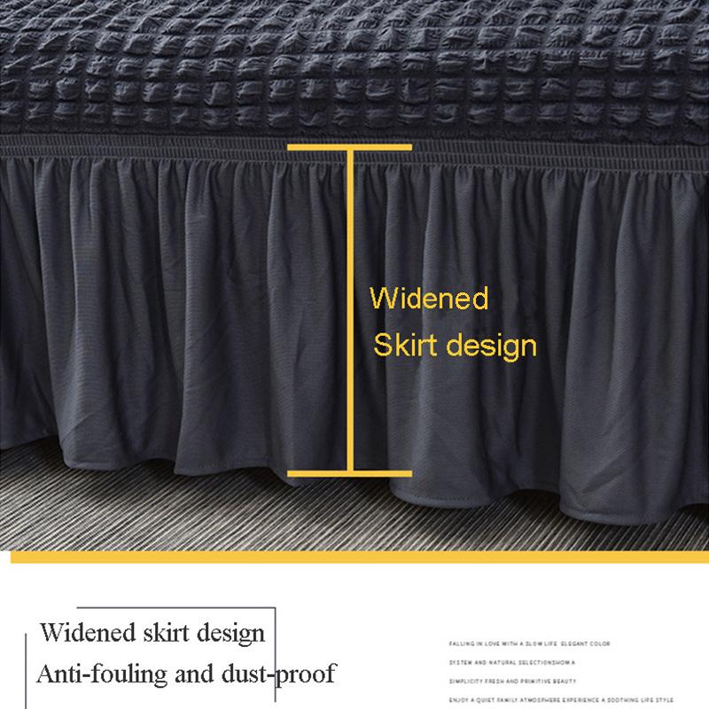 1/2/3/4 Seater Ruffled Seersucker Sofa Cover for Living Room Thick Elastic Solid Stretch Couch Slipcovers Sofa Armchair Covers