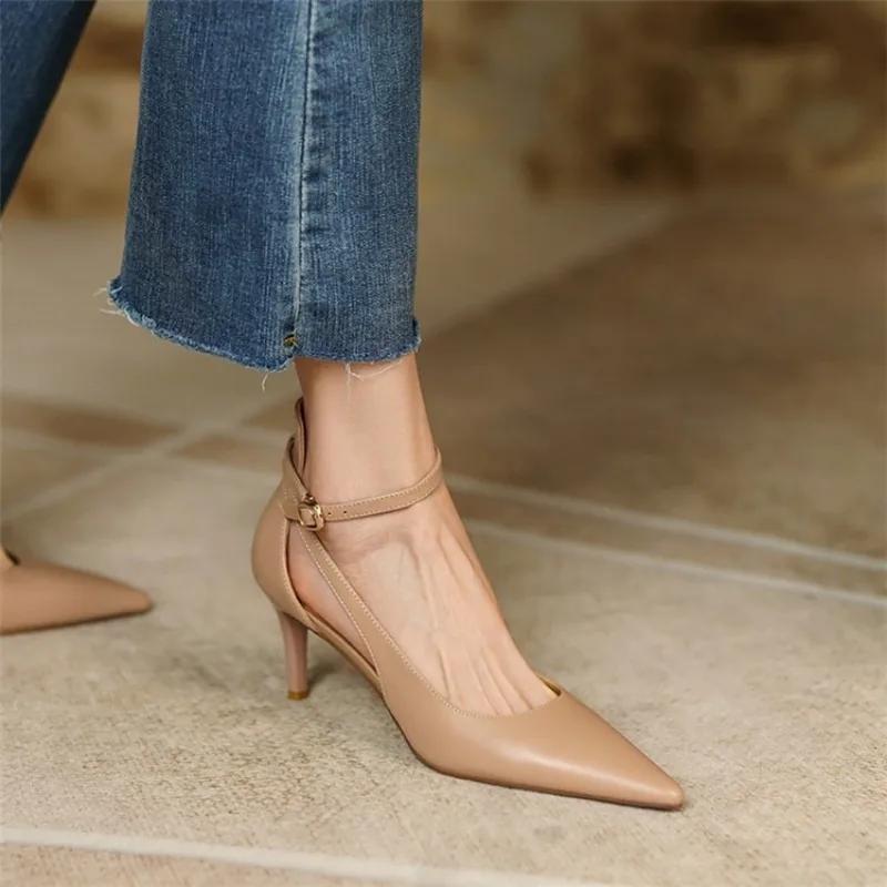 Fashion Heels Women 2025 Spring Solid Colors Pointed Medium Heels Elegant Casual Fashion Shoes Party Sandals Pumps Zapatos