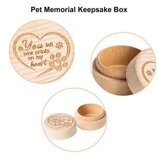 Yousheng Pet Memorial Keepsake Box Elegant Wooden Paw Print Design Engraved Smooth Surface Pet Cremains Storage Box