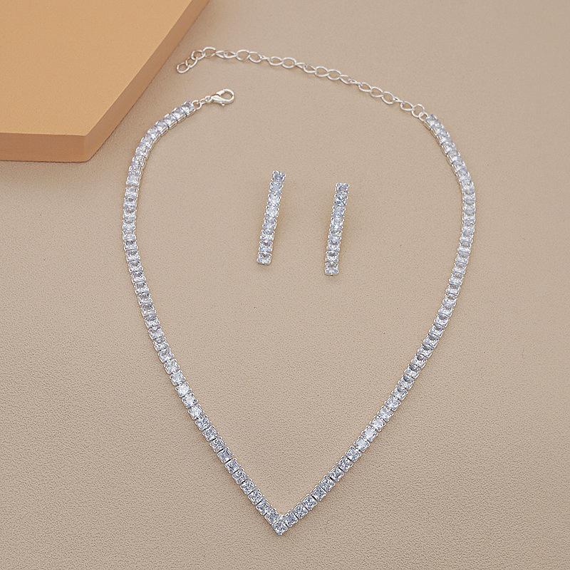 Elegant Zircon Necklace & Earrings Set - Perfect for Weddings & Special Occasions