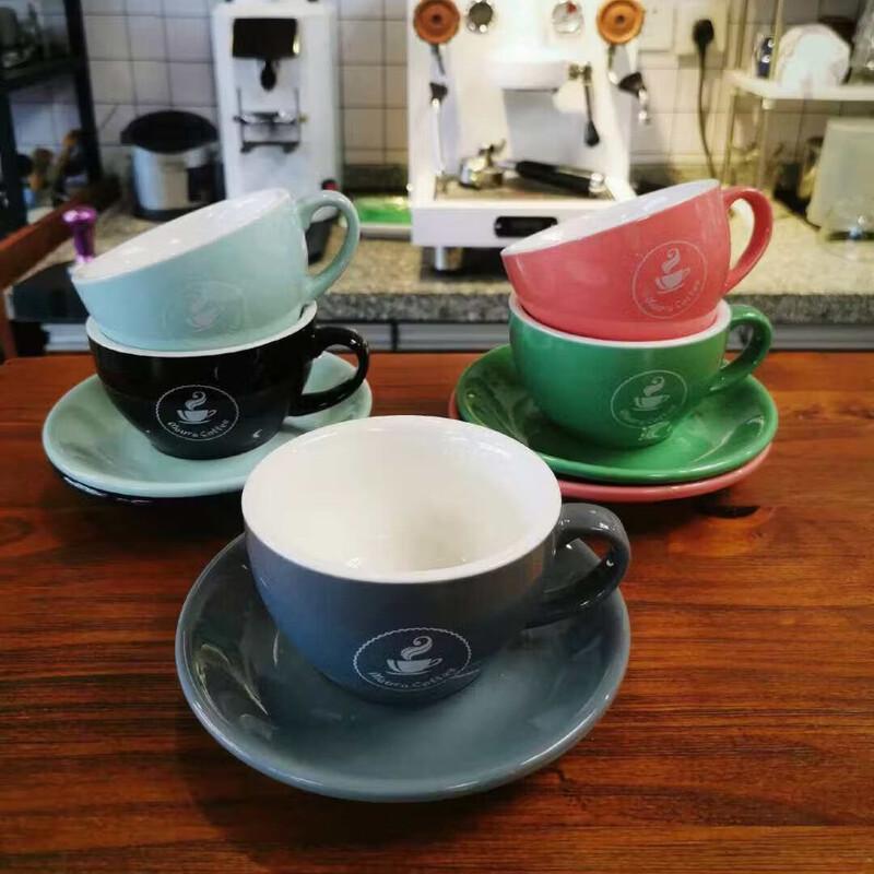 Qunrong 250ml Ceramic Latte Art Coffee Cup & Saucer Set