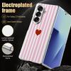 Stripe Heart Pattern Case For Samsung Z Fold 8 Ultra 7 6 5 Hybrid 3in1 Leather Skin Plating Folding Phone Cover For Galaxy Z Fold8 Fold7 Fold6
