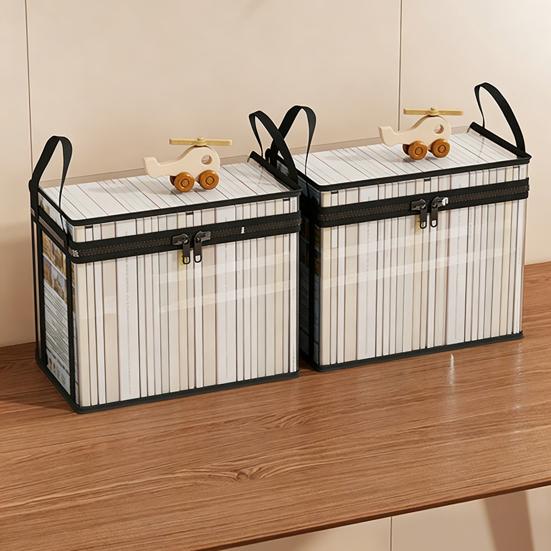 Transparent Clothes Storage Bag, with Sturdy Handles, Durable Plastic Visibility Book Organizer, Moisture-proof Toys Container for Playroom Study Room