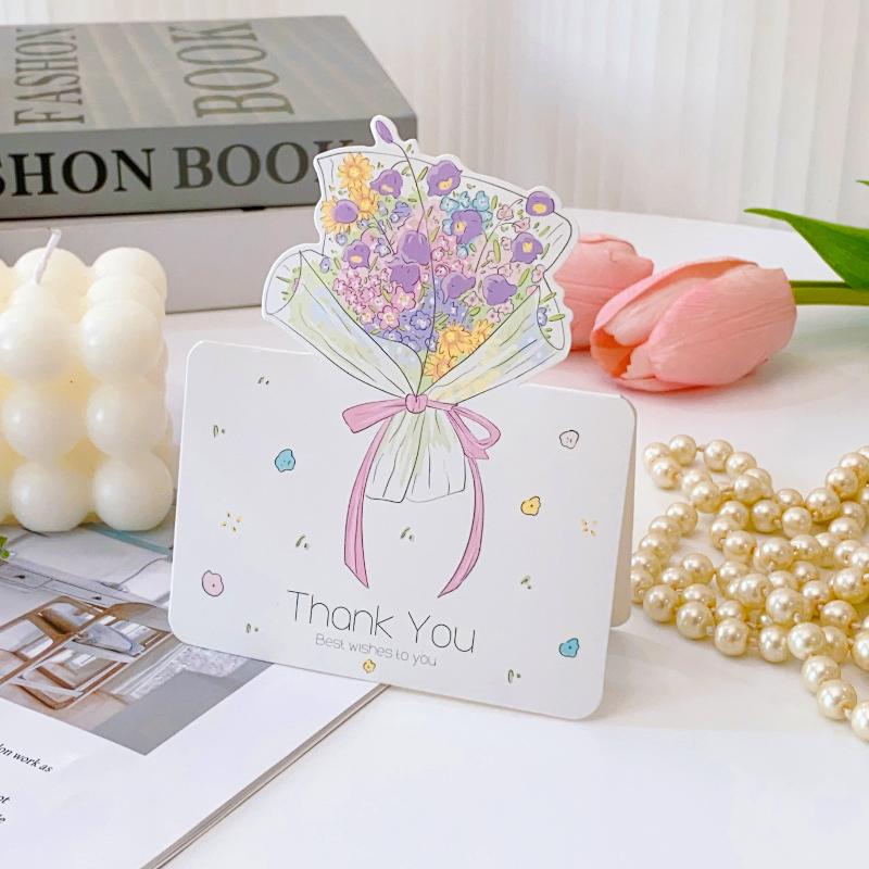 10pcs/set 3D Cards Bouquet Folding Card Packaging Material Valentines Day Card Gift Cards