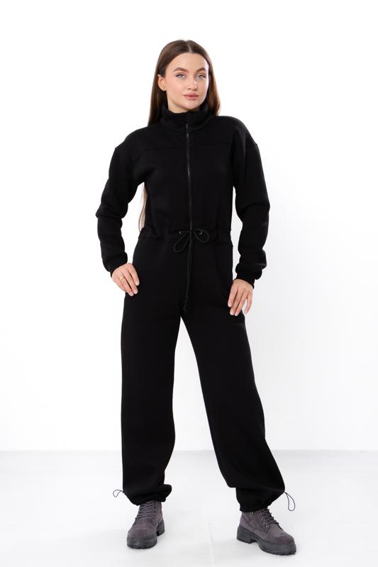 Jumpsuit – Women's Warm Zip-Up with Stand Collar & Waist Tie, Winter 8443-025 HC