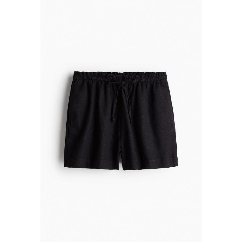 

HM Women s Pants Autumn Simplicity Elastic Waist Straight-leg Loose Fashion Linen Blend Casual Shorts 1214041