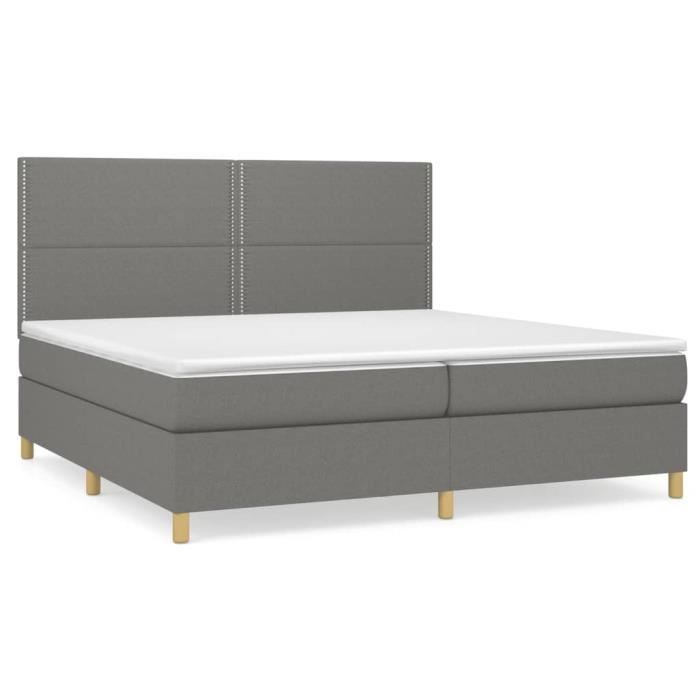 3142282 vidaXL Divan Bed with Mattress Dark Grey 200x200cm Fabric