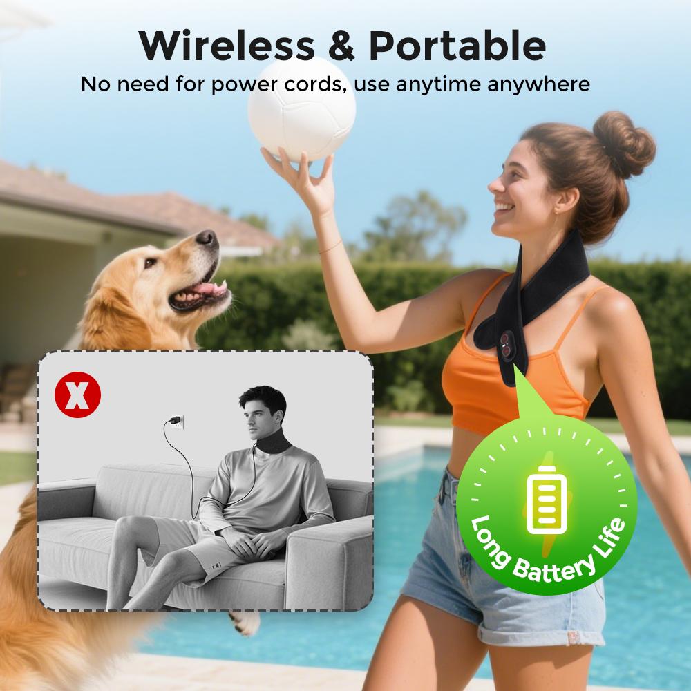 Cordless Heated Neck Wrap Electric Vibration Heating Massage Pad Red Light Cervical Massager Relieve Shoulder Neck Fatigue