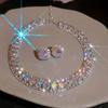2Pcs Colorful Rhinestone Jewelry Set, Elegant Necklace & Earrings Suit for Party Evening Dress Gift