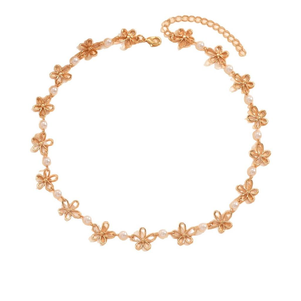 Accessories Niche Premium Gold Flower Starfish Pearl Personality Versatile Clavicle Chain Beaded Necklace