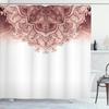 Moroccan Shower Curtain,Floral Art Vintage Style Eastern Architectural Elements Oriental Pattern,Cloth Fabric Bathroom Decor Set