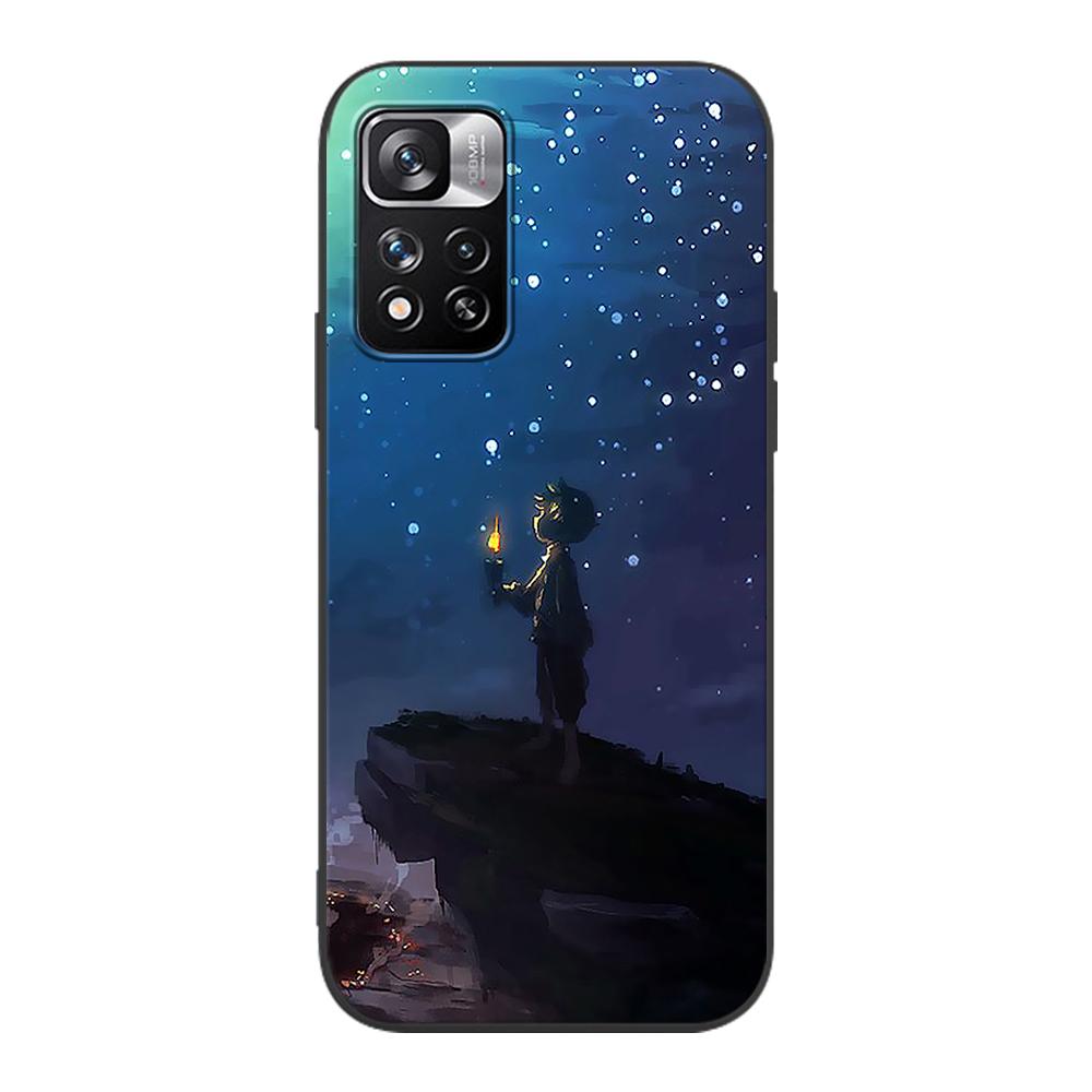 Little Prince Watercolor Art Case for Xiaomi Redmi Note 9S 9 8 10 11 Pro 9C 9A 7 8T 7A 8A 6A 6 10S Black Soft Cell Phone Cover