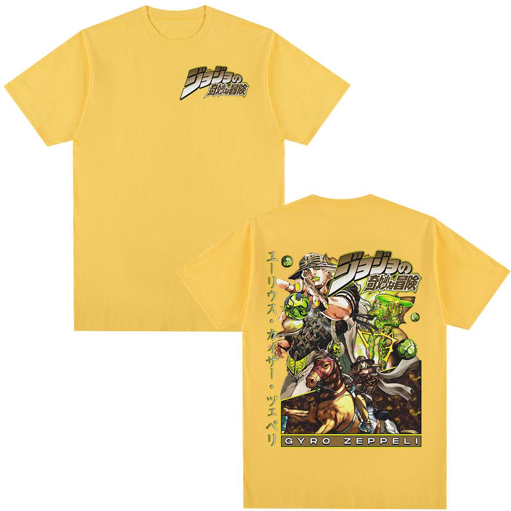 2026 New Anime JoJo Bizarre Adventure STEEL BALL RUN Gyro Zeppeli Tshirts Clothing Fashion Casual Short Sleeves T Shirts Tops