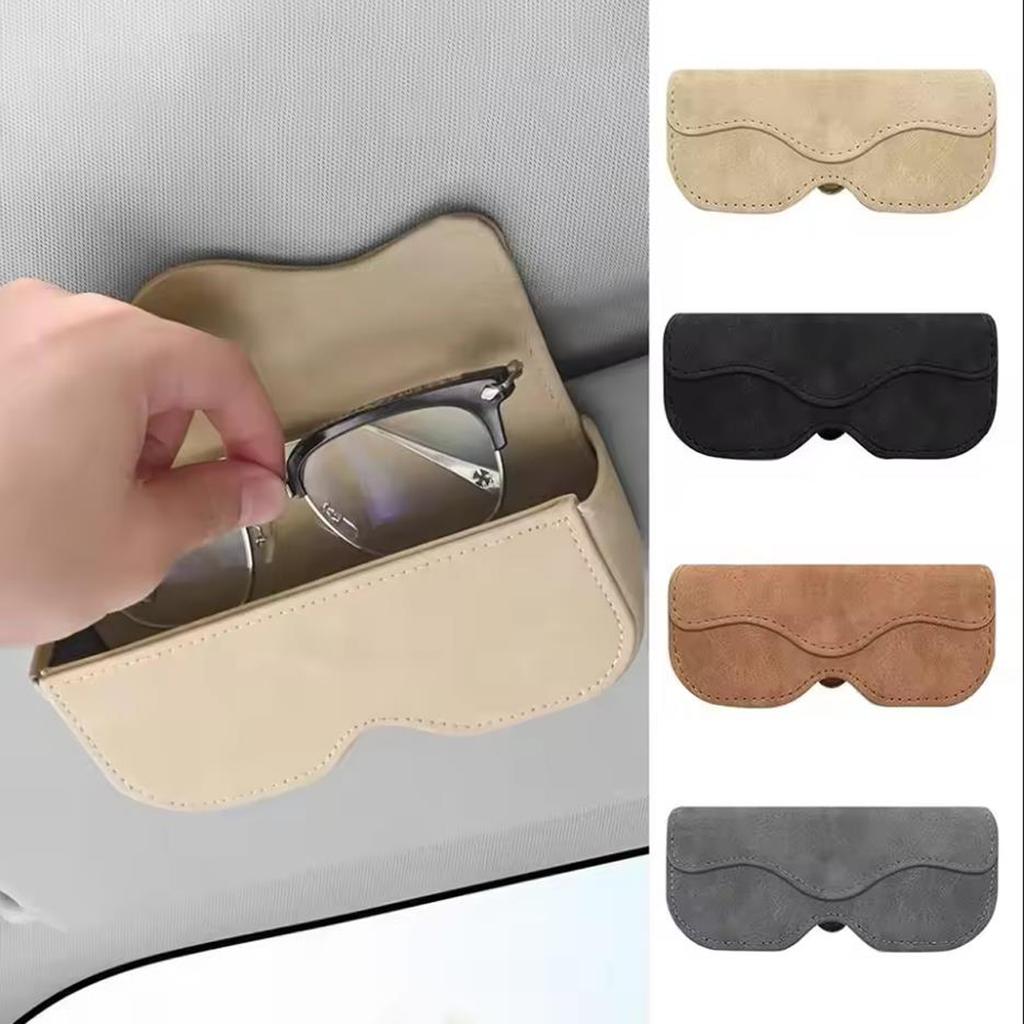 Suede Leather Car Eyeglass Case Automatic Closing Non-slip Auto Sun Visor Glasses Holder Magnetic Multi-functional Eyewear Clips