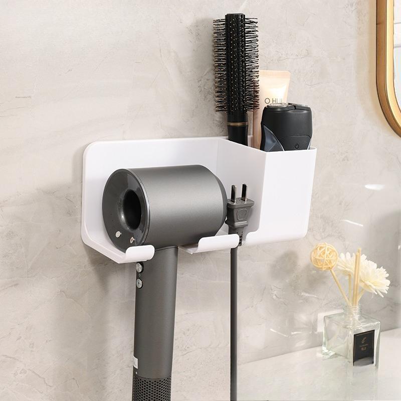 New Wall-mounted Hair Dryer Holder Shelf for Bathroom Hair Dryer Storage Rack Hair Dryer Hanging Rack Without Drilling Holes
