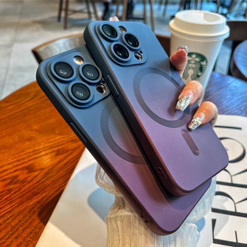 Luxury For Magsafe Gradient Silicone Multicolour Shockproof Case for iPhone 16 15 14 13 12 11 Pro Max Wireless Charging Cover