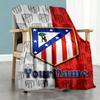 Atletico Madrid Personalized Name Blanket Throw Customizable Blanket Warmthful Decor Great for Sofa Livingroom Seaside Chair Four Seasons Multipurpose