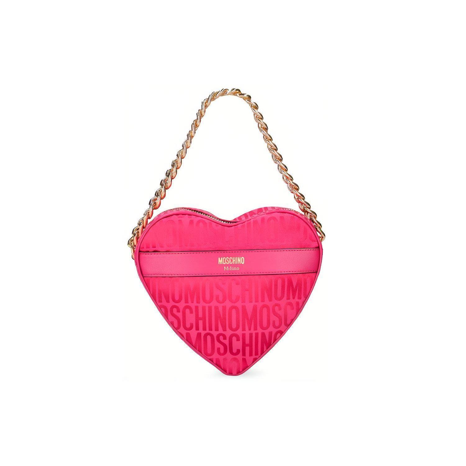 

Moschino Casual Fashion Heart Logo Zipper Tote Bag Women handbags Pink 74288268A5217 Basic Set (Bag+Dust Bag)