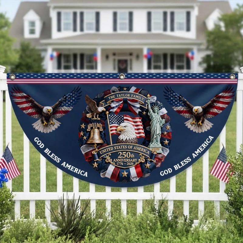 

1pcs 250 Years Anniversary Polyester Flag Bunting Fan Flags Patriotic Yard Signs Party Supplies Festival Banner Outdoor Gifts 90x45cm