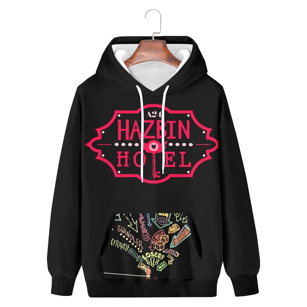 Hazbin Hotel Cartoon-Muster Anime Hoodies Männer/Frauen Kapuzenpullover Sweatshirts Übergroße Harajuku Sweatshirts