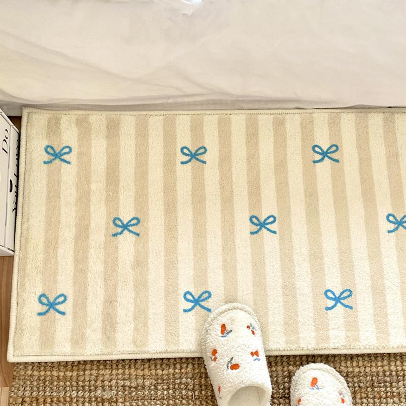 Bow Imitation Cashmere Rug Comfortable Insulation Warm Bedroom Bed Blanket Girls Bed Mat Bay Window Blanket Home Decor