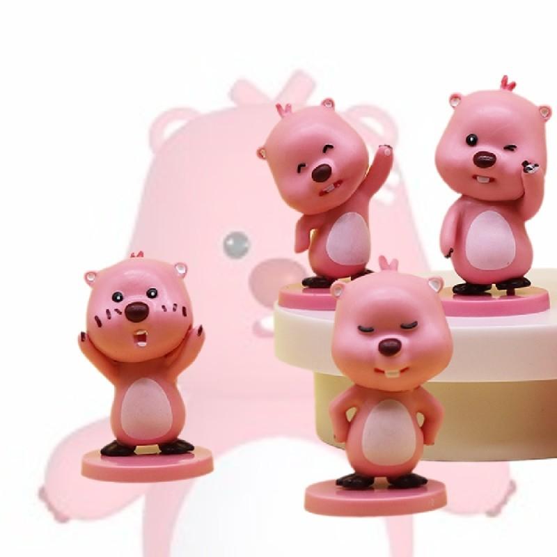 Cute Pink Beaver Figure 2nd Generation Blind Box Pvc Toy Car Desk Decor Gift For Girls