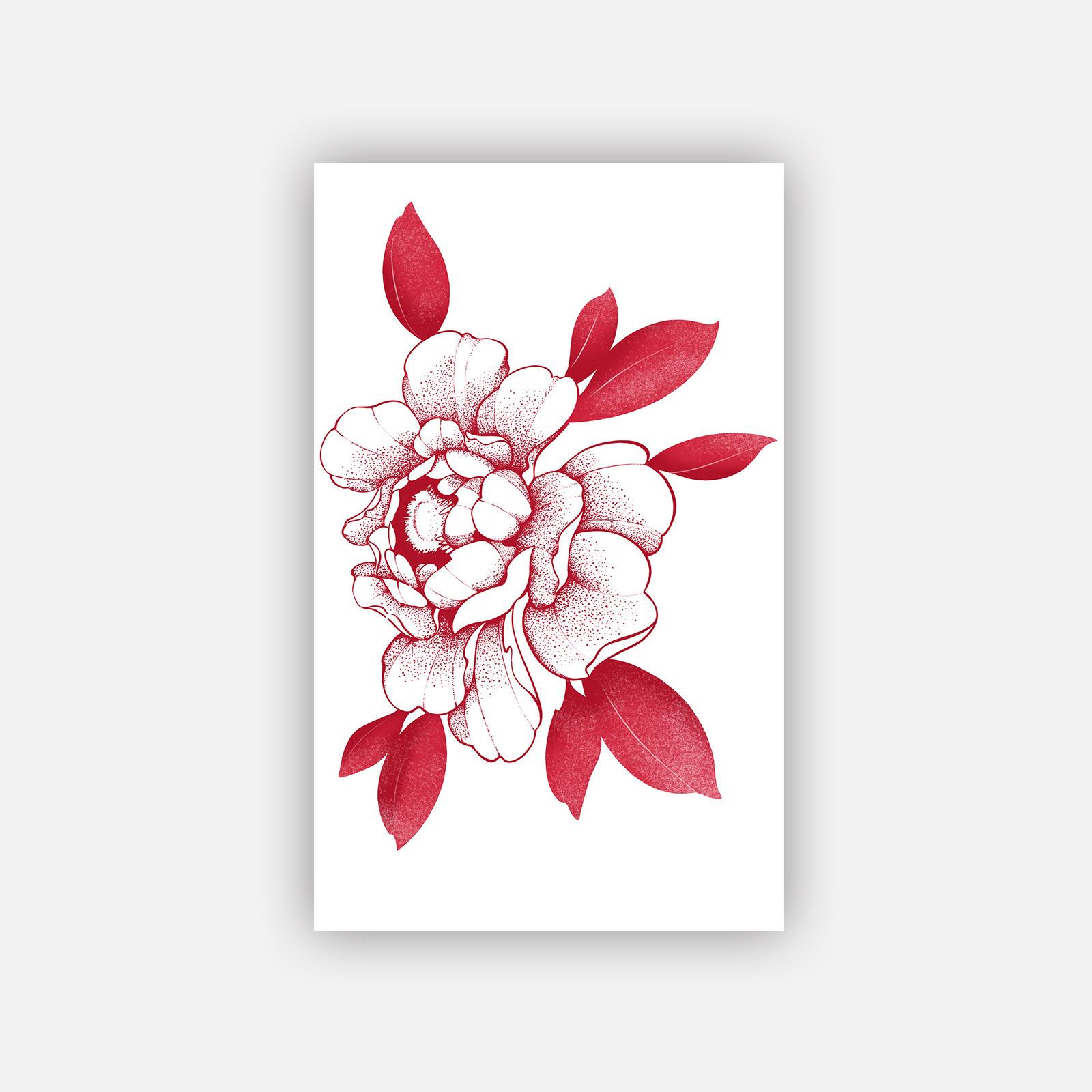

New Chinese Red Peony Tattoo Sticker, Waterproof And Long-Lasting, Sexy Collarbone, Simulated Tattoo Sticker 11*19CM