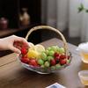 Nordic style rattan glass fruit basket snack plate retro living room storage candy box light luxury tea table handheld fruit plate
