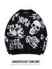 Andre American Personality Y2K Skull Jacquard Pullover Sweater 2025 Retro Stickat