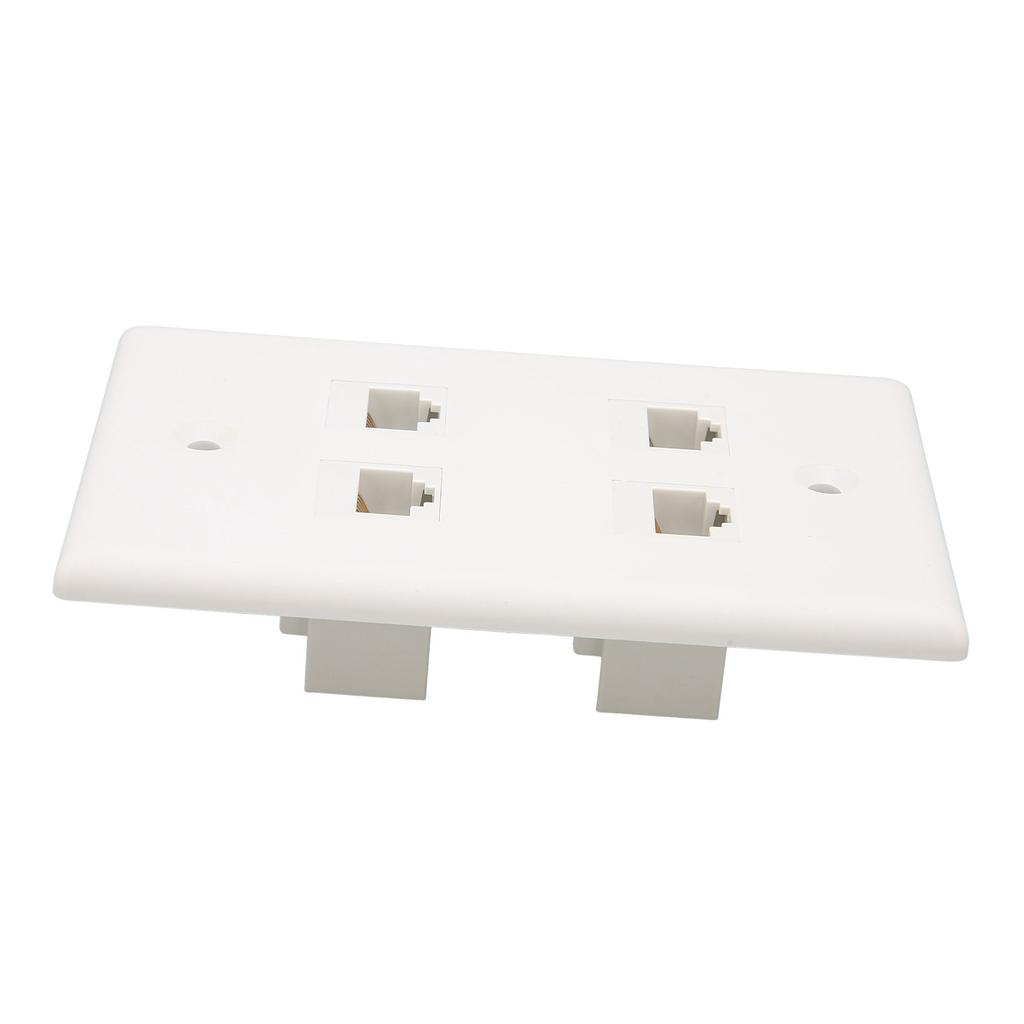 Ethernet Wall Plate 4 Port Cat6 Space Saving Good Fixation Internet Wall Plate with Screws for Home Office