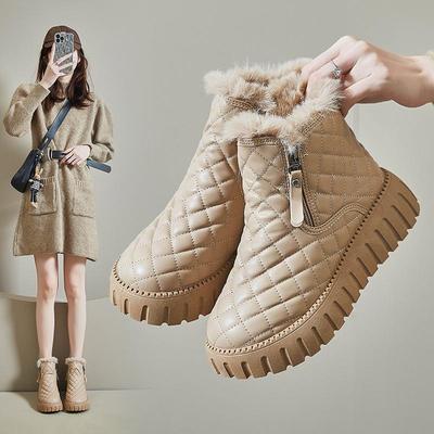 Women's 2024 Winter Velvet High-Top Snow Boots: Warm, Casual, Thick-Soled, Korean Style (XQ285)